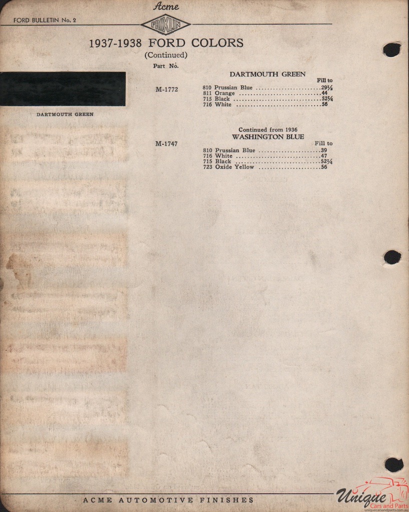 1938 Ford Paint Charts Acme 2